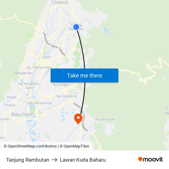 Tanjung Rambutan to Lawan Kuda Baharu map
