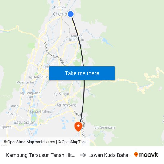 Kampung Tersusun Tanah Hitam to Lawan Kuda Baharu map