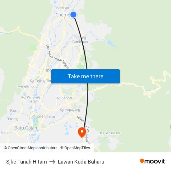 Sjkc Tanah Hitam to Lawan Kuda Baharu map