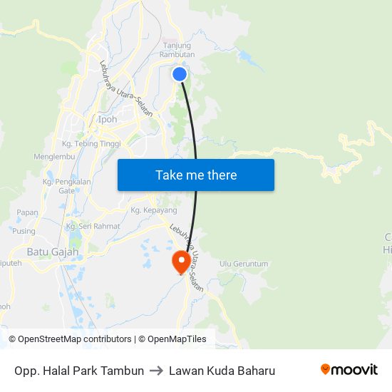 Opp. Halal Park Tambun to Lawan Kuda Baharu map