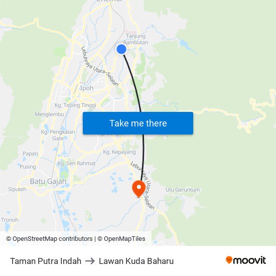 Taman Putra Indah to Lawan Kuda Baharu map