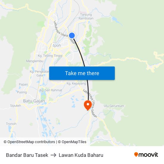 Bandar Baru Tasek to Lawan Kuda Baharu map