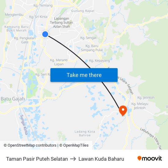 Taman Pasir Puteh Selatan to Lawan Kuda Baharu map