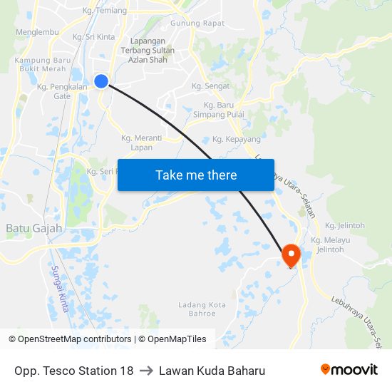 Opp. Tesco Station 18 to Lawan Kuda Baharu map