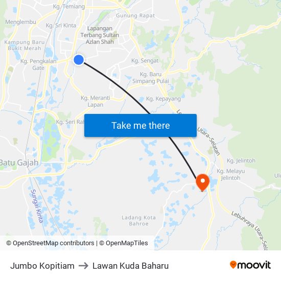 Jumbo Kopitiam to Lawan Kuda Baharu map