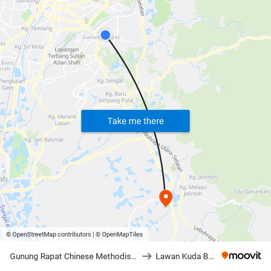 Gunung Rapat Chinese Methodist Church to Lawan Kuda Baharu map