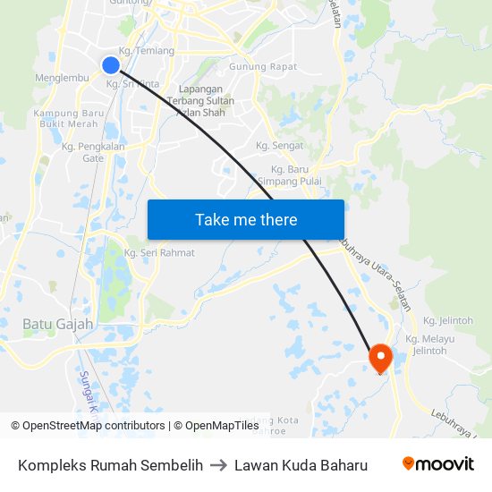 Kompleks Rumah Sembelih to Lawan Kuda Baharu map