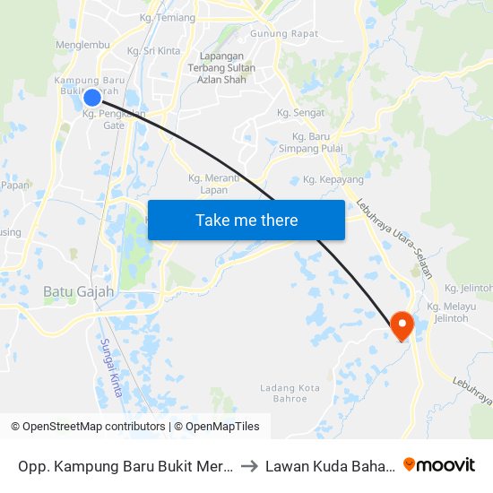 Opp. Kampung Baru Bukit Merah to Lawan Kuda Baharu map