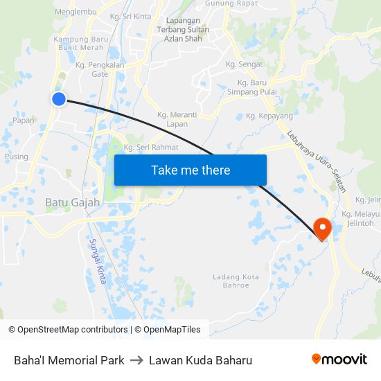 Baha'I Memorial Park to Lawan Kuda Baharu map