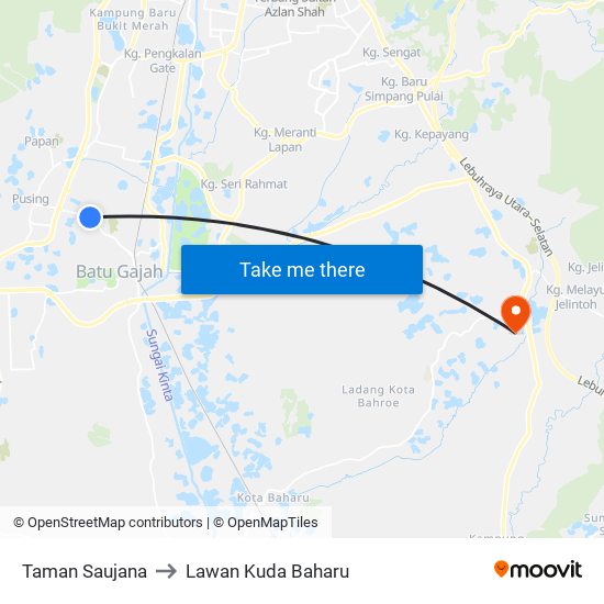 Taman Saujana to Lawan Kuda Baharu map