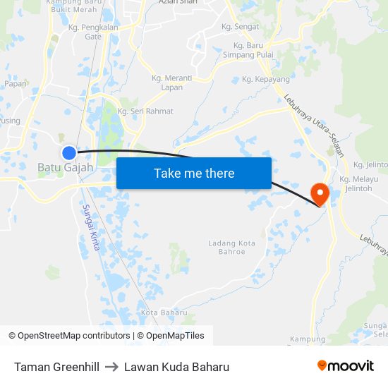 Taman Greenhill to Lawan Kuda Baharu map