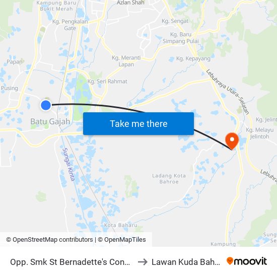 Opp. Smk St Bernadette's Convent to Lawan Kuda Baharu map