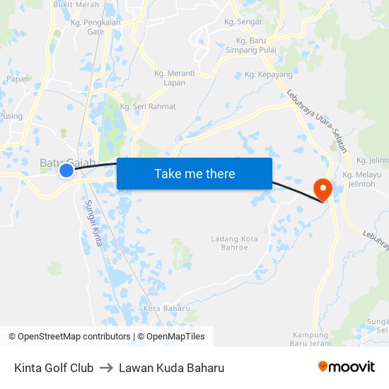 Kinta Golf Club to Lawan Kuda Baharu map