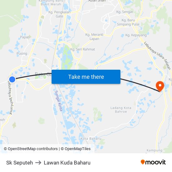 Sk Seputeh to Lawan Kuda Baharu map