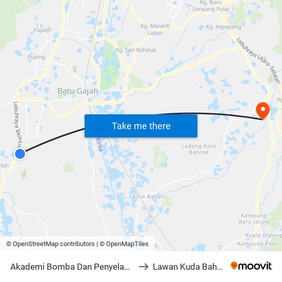 Akademi Bomba Dan Penyelamat to Lawan Kuda Baharu map