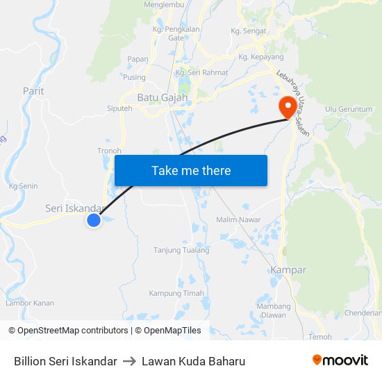 Billion Seri Iskandar to Lawan Kuda Baharu map