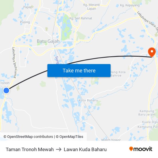 Taman Tronoh Mewah to Lawan Kuda Baharu map