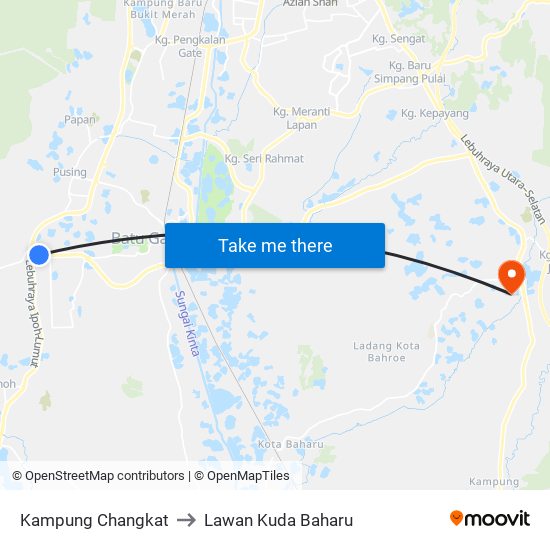 Kampung Changkat to Lawan Kuda Baharu map