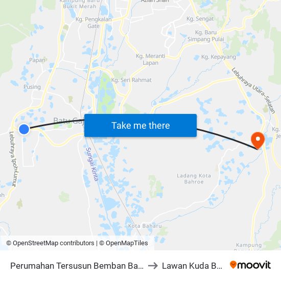 Perumahan Tersusun Bemban Batu Gajah to Lawan Kuda Baharu map