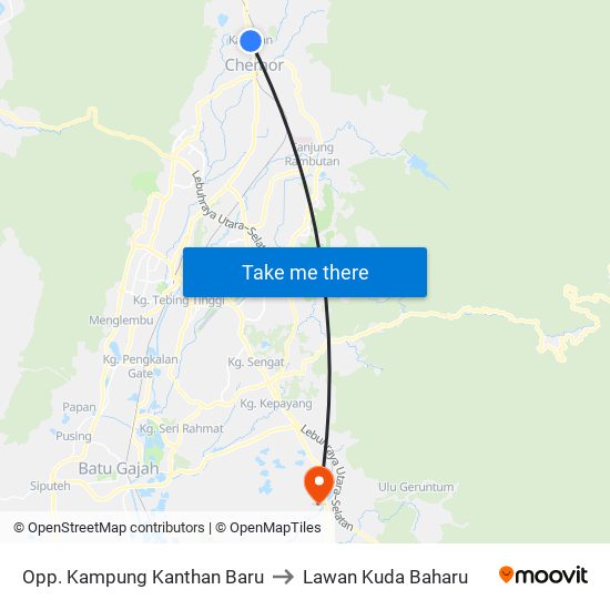 Opp. Kampung Kanthan Baru to Lawan Kuda Baharu map