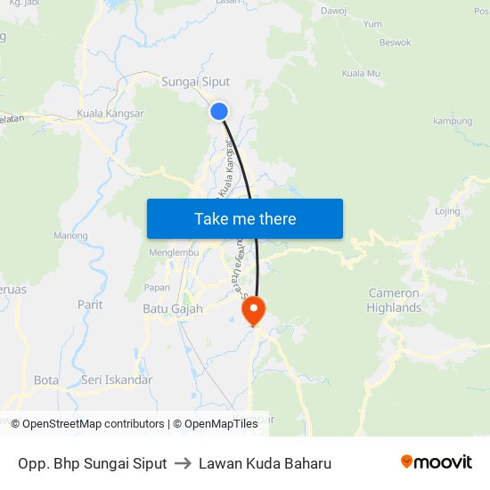 Opp. Bhp Sungai Siput to Lawan Kuda Baharu map