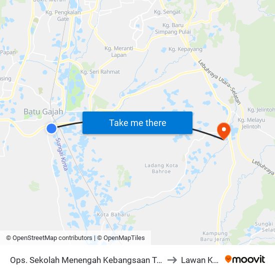 Ops. Sekolah Menengah Kebangsaan Tok Indera Wangsa Ahmad Batu Gajah to Lawan Kuda Baharu map