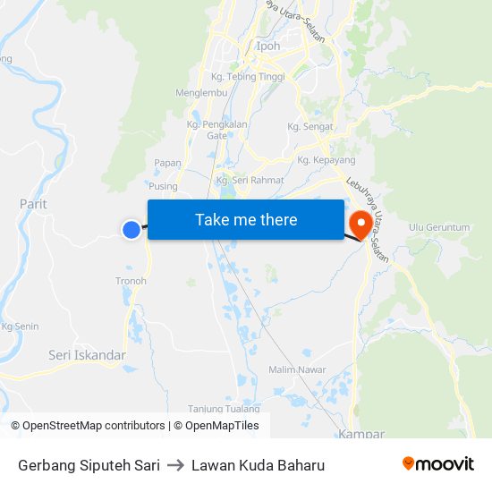 Gerbang Siputeh Sari to Lawan Kuda Baharu map