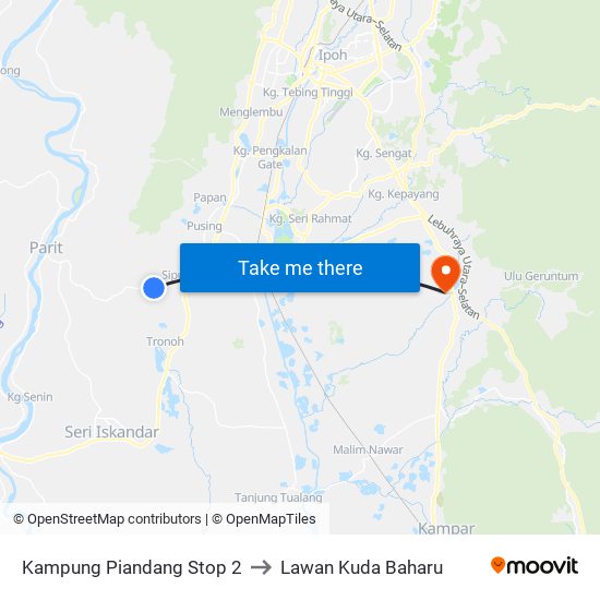 Kampung Piandang Stop 2 to Lawan Kuda Baharu map