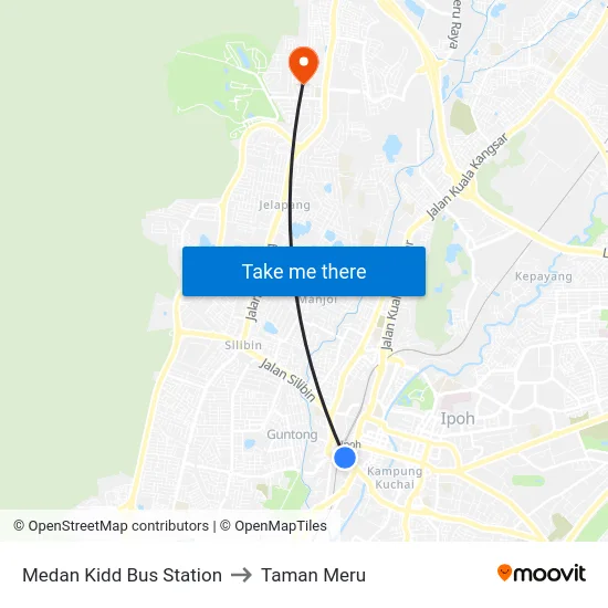 Medan Kidd Bus Station to Taman Meru map