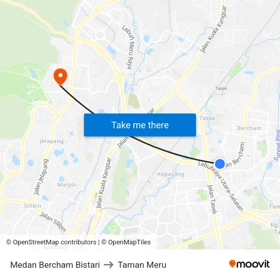 Medan Bercham Bistari to Taman Meru map