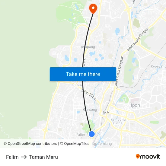 Falim to Taman Meru map
