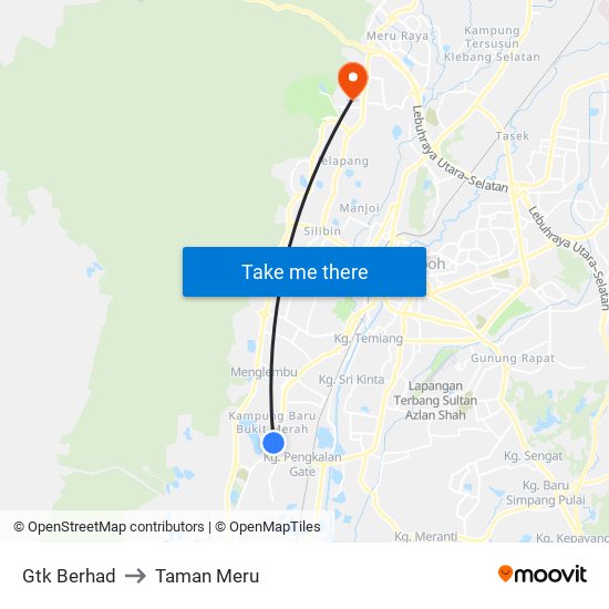 Gtk Berhad to Taman Meru map