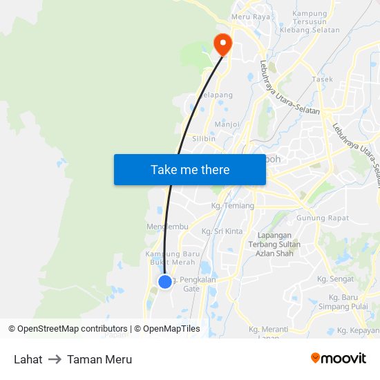 Lahat to Taman Meru map