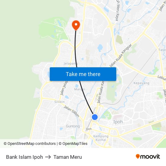 Bank Islam Ipoh to Taman Meru map