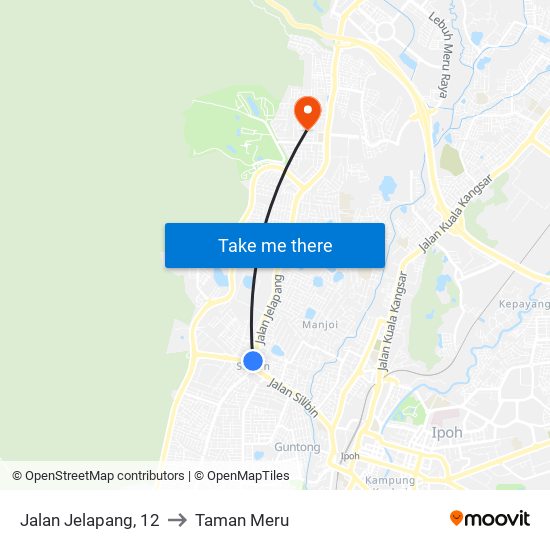 Jalan Jelapang, 12 to Taman Meru map