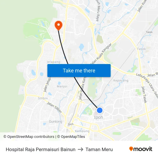 Hospital Raja Permaisuri Bainun to Taman Meru map