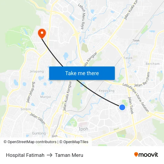 Hospital Fatimah to Taman Meru map