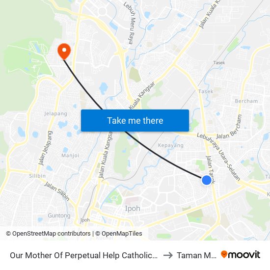 Our Mother Of Perpetual Help Catholic Church to Taman Meru map