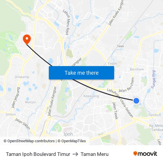 Taman Ipoh Boulevard Timur to Taman Meru map