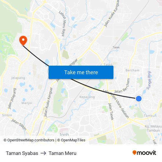 Taman Syabas to Taman Meru map