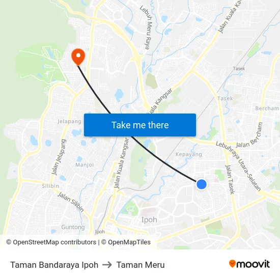 Taman Bandaraya Ipoh to Taman Meru map