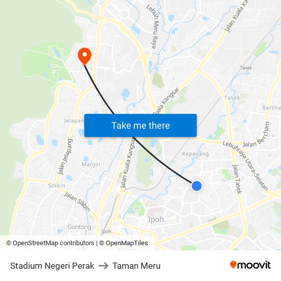 Stadium Negeri Perak to Taman Meru map