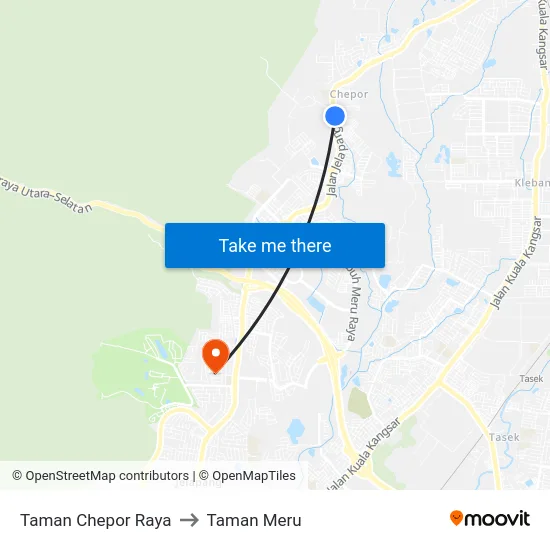 Taman Chepor Raya to Taman Meru map