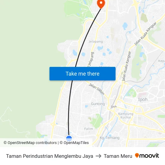 Taman Perindustrian Menglembu Jaya to Taman Meru map
