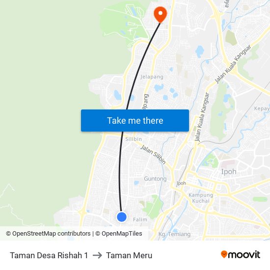 Taman Desa Rishah 1 to Taman Meru map