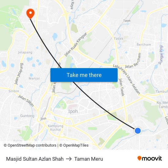 Masjid Sultan Azlan Shah to Taman Meru map