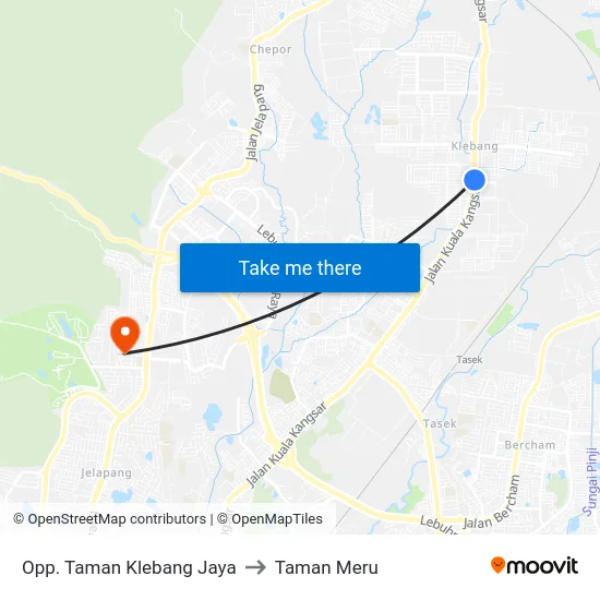 Opp. Taman Klebang Jaya to Taman Meru map
