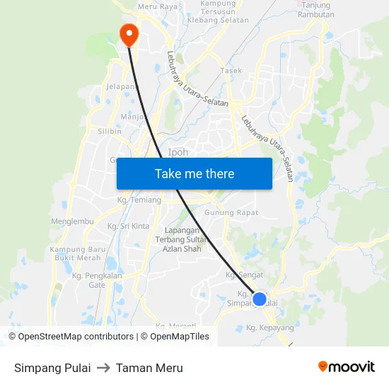 Simpang Pulai to Taman Meru map