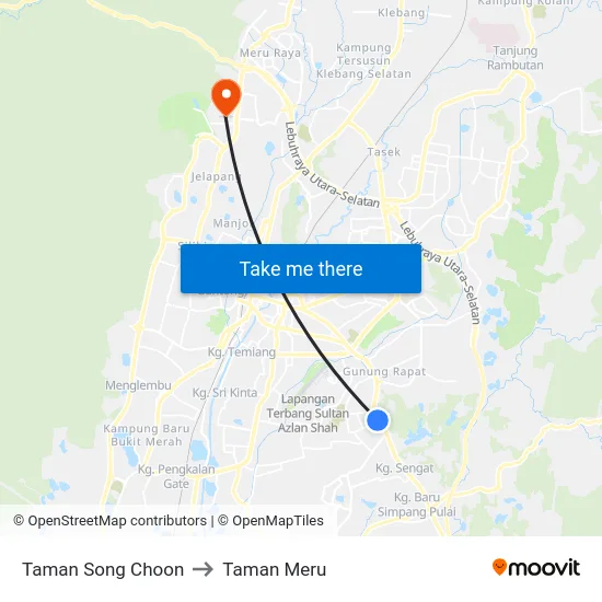 Taman Song Choon to Taman Meru map