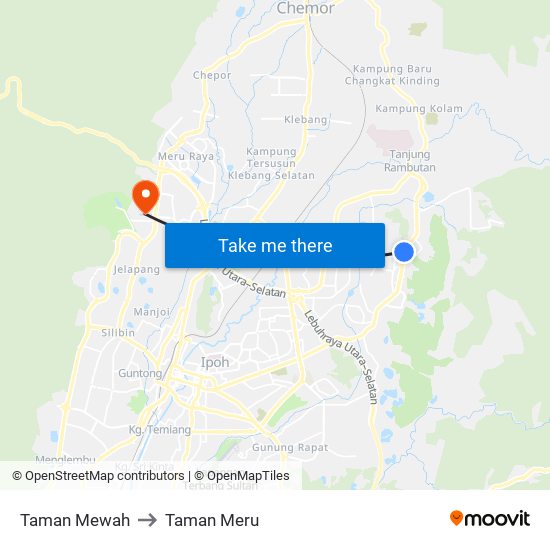 Taman Mewah to Taman Meru map